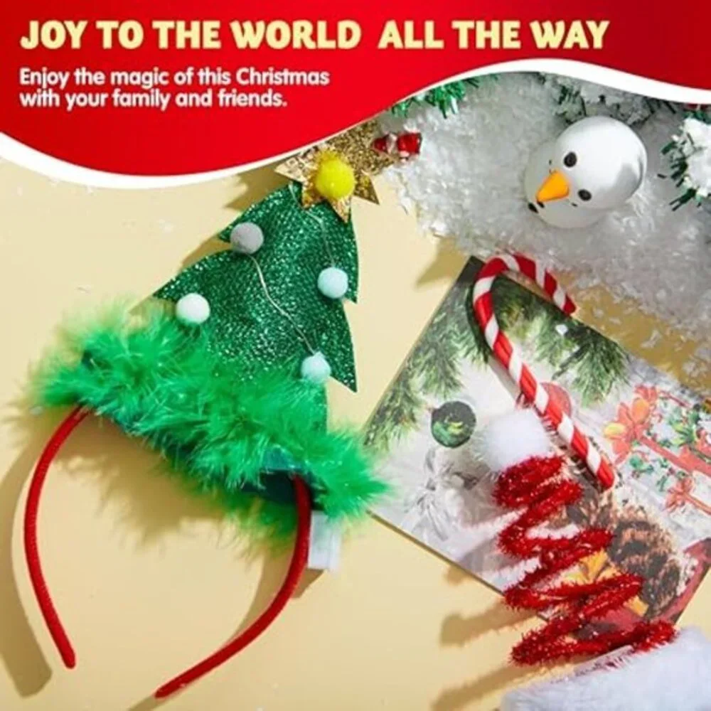 2 Pcs Lighted Christmas Headbands with LED lights‎ in Springy Santa Hat& Christm